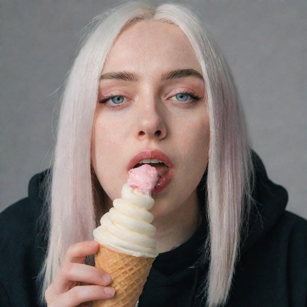 Billie Eilish enjoying a delicious cone of ice cream