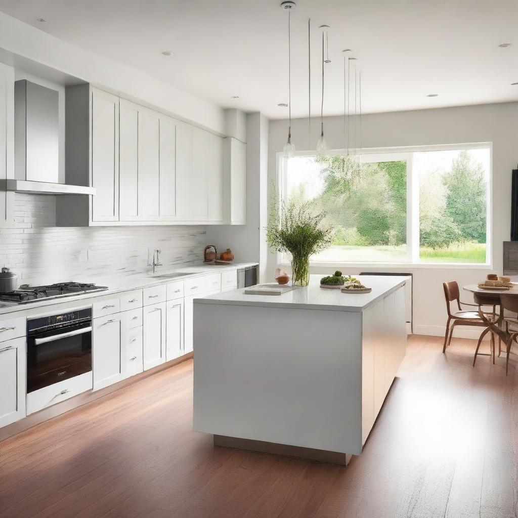 A modern kitchen design featuring sleek countertops, stainless steel appliances, and ample storage space