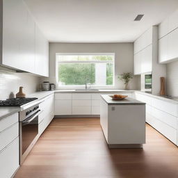 A modern kitchen design featuring sleek countertops, stainless steel appliances, and ample storage space