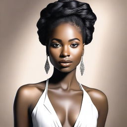 A beautiful and elegant depiction of a black woman, showcasing her natural beauty and grace