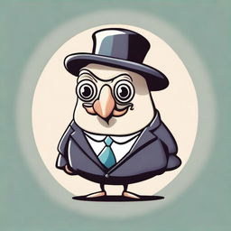 A whimsical illustration of a clam dressed in a business suit, complete with a monocle and a hat