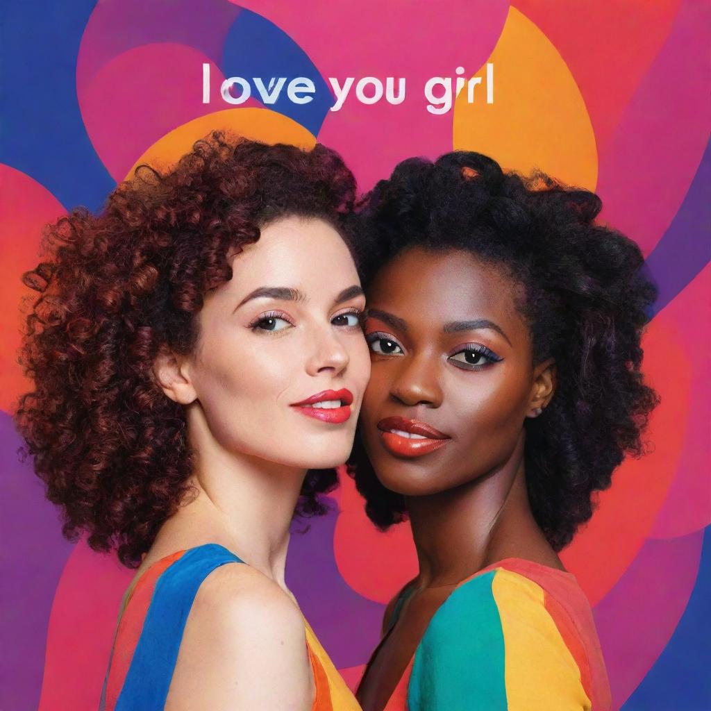 A bold, unique podcast cover named 'LOVE YOU GIRL'. Think abstract, inventive designs with vivid colors, reflecting the essence of femininity, creativity, and friendship.