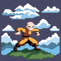 Create an image of an airbender in a pixel art style