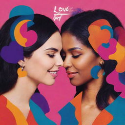 A bold, unique podcast cover named 'LOVE YOU GIRL'. Think abstract, inventive designs with vivid colors, reflecting the essence of femininity, creativity, and friendship.