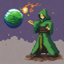 Create an image of an earth mage in a pixel art style