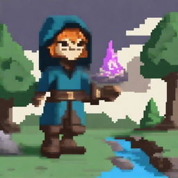 Create an image of an earth mage in a pixel art style