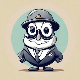 A whimsical illustration of a clam dressed in a business suit, complete with a monocle and a hat