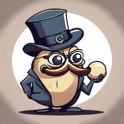 A dramatic illustration of an evil clam dressed in a business suit, complete with a monocle and a hat