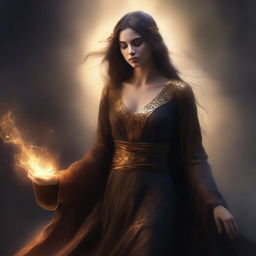 An illustration featuring a character in a spellcasting pose, set in a mystical atmosphere with a dark and moody color palette