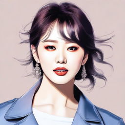 Generate a detailed portrait of the Korean singer Nancy Jewel McDonie