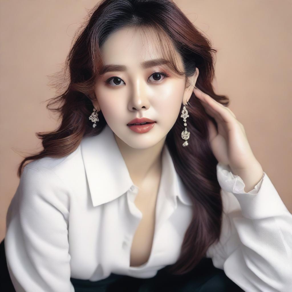 Generate a detailed portrait of the Korean singer Nancy Jewel McDonie, who is currently 24 years old