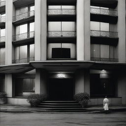 Create an image of a fancy hotel set in 1998, originally built in 1962