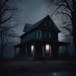 A dark, eerie night with a house numbered 398