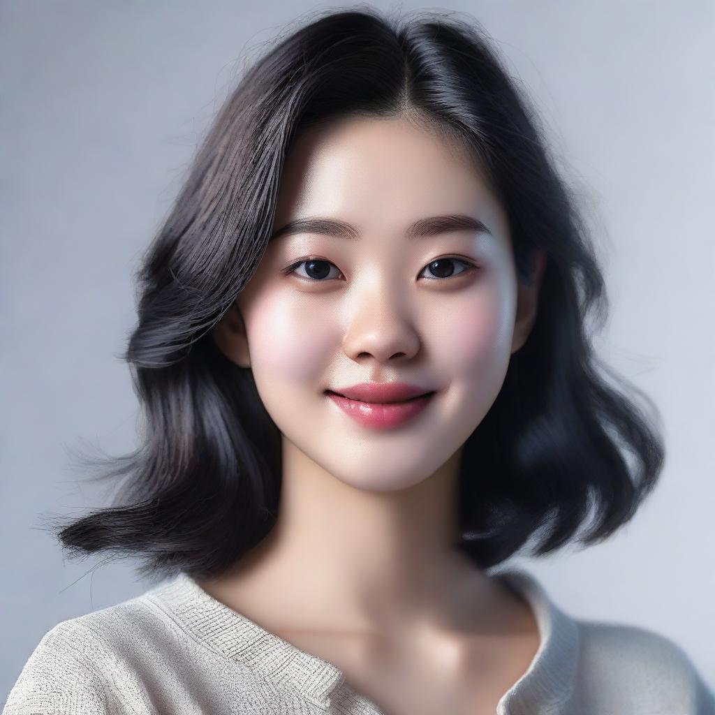 An ultra-realistic portrait of a 21-year-old Asian girl with black hair