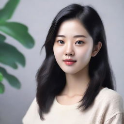 An ultra-realistic portrait of a 21-year-old Asian girl with black hair