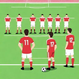 Create an image of a football player with brown hair taking a free kick