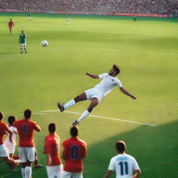 A man performing a last-minute bicycle kick to win the game for his team