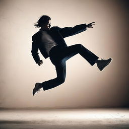 A dynamic scene of a person executing a powerful kick