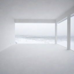 A vast wide open landscape or room filled with pure white, echoing the silence and serenity of an untouched space