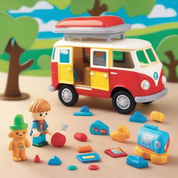 Create an image of a toy set named 'Little John Adventures: Liam Campervan Set' by Character Options Ltd