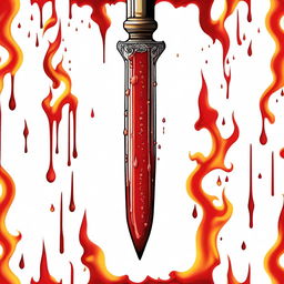 A detailed image of a dagger dripping blood over a flame