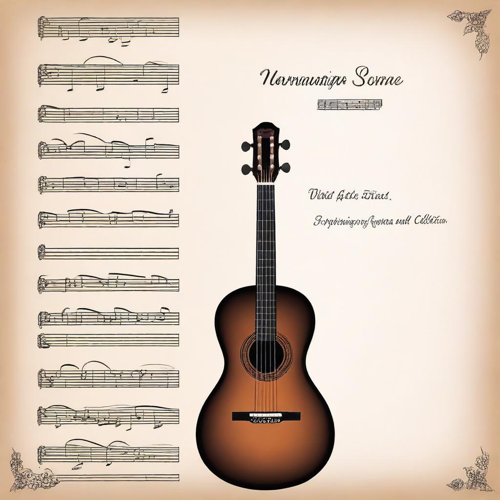 Generate a book cover for a sheet music collection featuring waltzes for flute and guitar