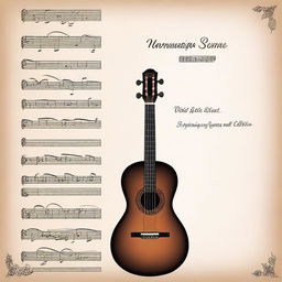 Generate a book cover for a sheet music collection featuring waltzes for flute and guitar