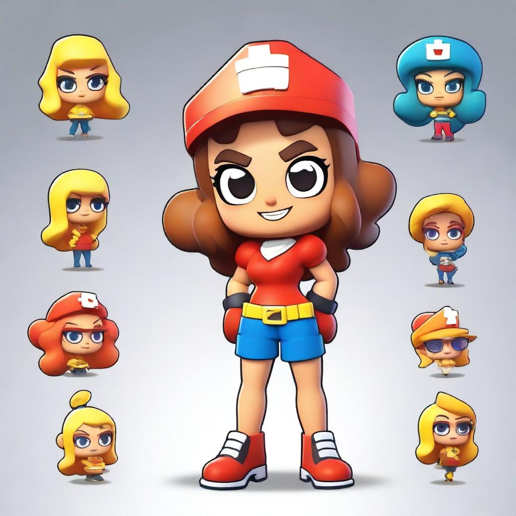 Create a Brawl Stars girl character named Birgit from the Brawlywood theme