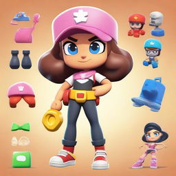 Create a Brawl Stars girl character named Birgit from the Brawlywood theme