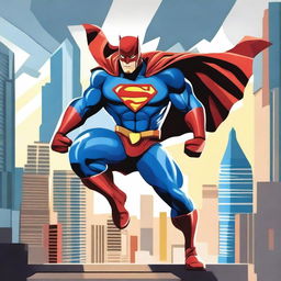 Create an image of a superhero in a dynamic pose