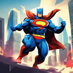 Create an image of a superhero in a dynamic pose