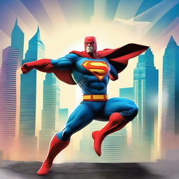 Create an image of a superhero in a dynamic pose