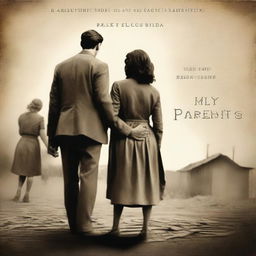 Create a book cover titled 'Letters from My Parents' featuring an emotional scene of a family being separated due to the father and mother being from opposite sides of a war