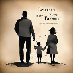 Create a book cover titled 'Letters from My Parents' featuring a poignant image of a family being separated because the father and mother are from opposite sides of a war