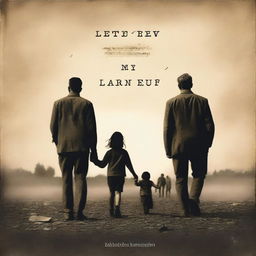 Create a book cover titled 'Letters from My Parents' featuring a poignant image of a family being separated because the father and mother are from opposite sides of a war