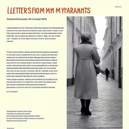 Create a book cover titled 'Letters from My Parents' with the following blurb: '17-year-old Anastasia fled to England a year ago to avoid the relentless bloodshed and cruelty of the Russia-Ukraine conflict