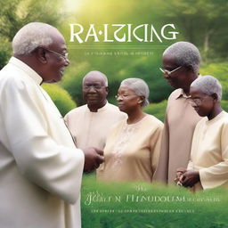 A serene and inspiring book cover image featuring young individuals being guided by a wise elder in a peaceful, lush garden