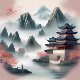 Generate an image depicting a Xianxia scene