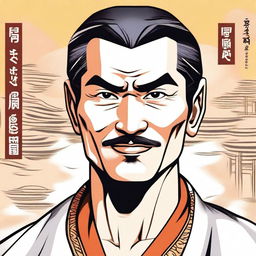 Generate an image of an Eastern man in his forties depicted in a comic style