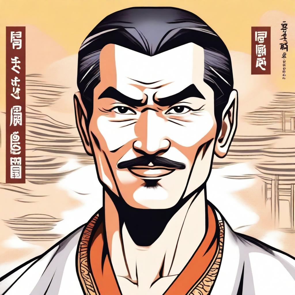 Generate an image of an Eastern man in his forties depicted in a comic style