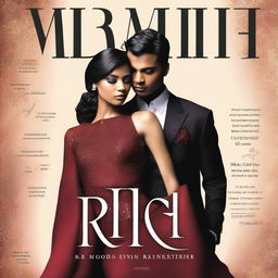 A book cover featuring Mikha and Aiah in a captivating embrace, set against a backdrop blending a corporate setting and a glamorous runway