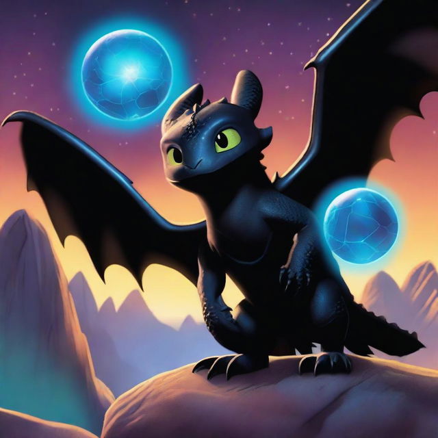 Toothless from 'How to Train Your Dragon' shooting a plasma ball from his mouth