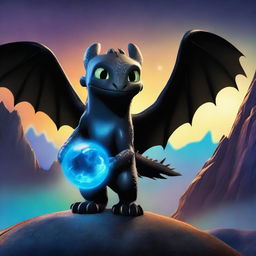 Toothless from 'How to Train Your Dragon' shooting a plasma ball from his mouth