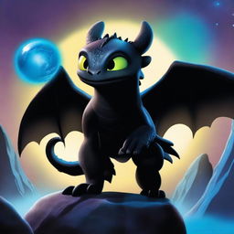 Toothless from 'How to Train Your Dragon' shooting a plasma ball from his mouth