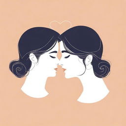 Create a minimalistic book cover featuring two lesbians in love