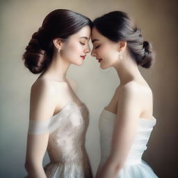 An image featuring two beautiful and elegant women deeply in love