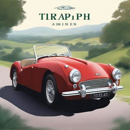 Create a cover page featuring a classic Triumph TR3 in A4 format