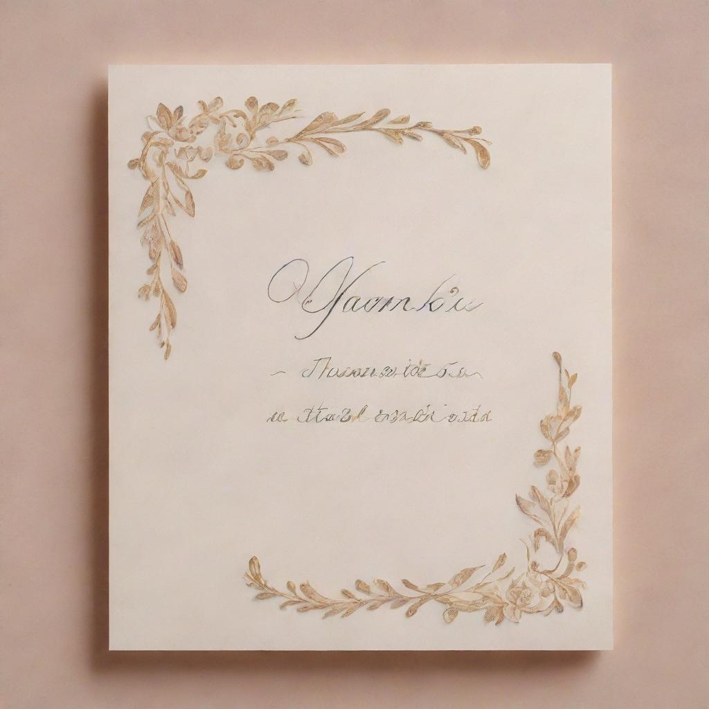 An elegant thank you card saying 'Agradecemos a preferência' in flowing script, surrounded by a tasteful border on a softly textured background.