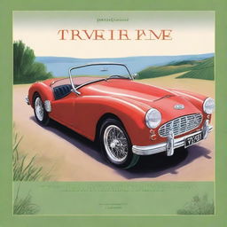 Create a cover page featuring a classic Triumph TR3 in A4 format