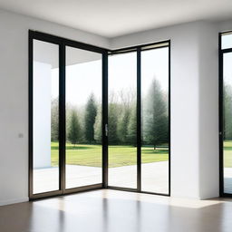 A detailed image of a glass door with a modern design